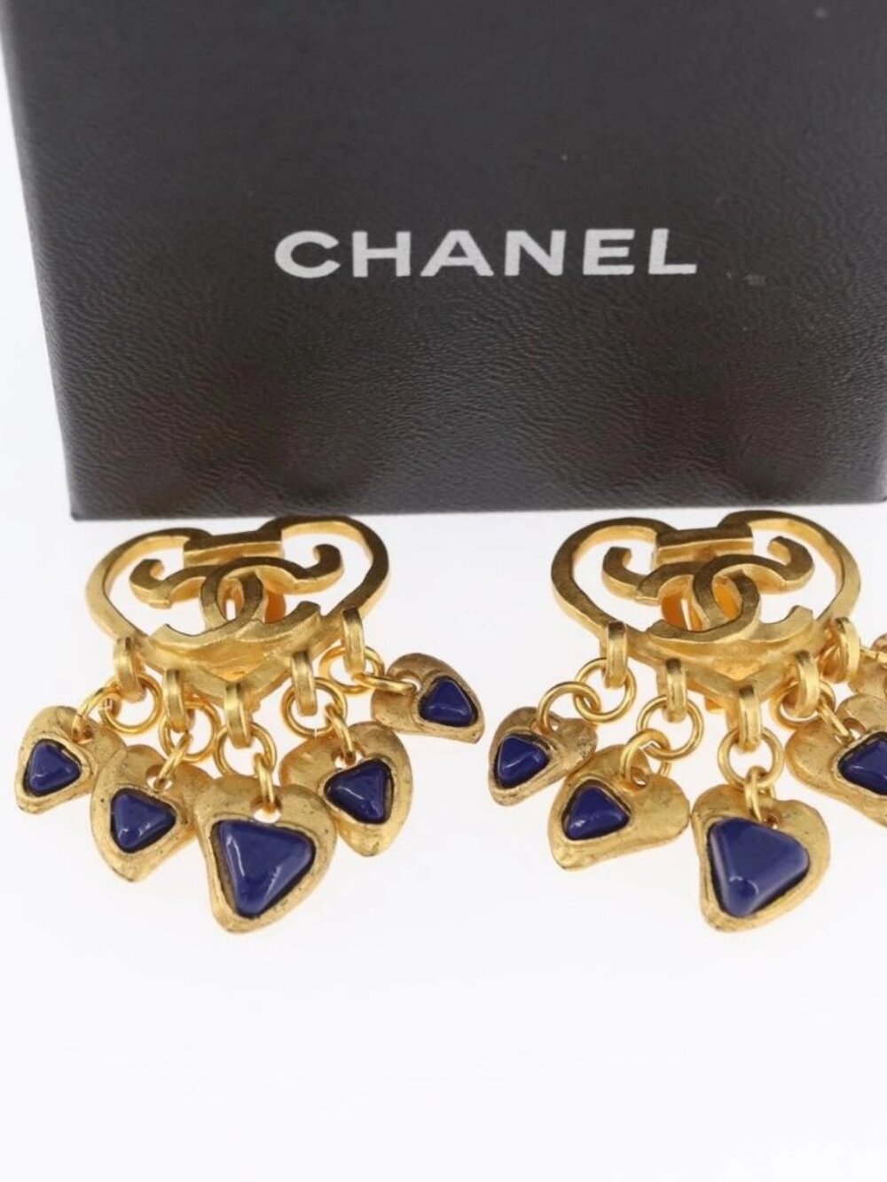 CHANEL Heart COCO Mark Earring metal Gold Tone CC Auth 168046V